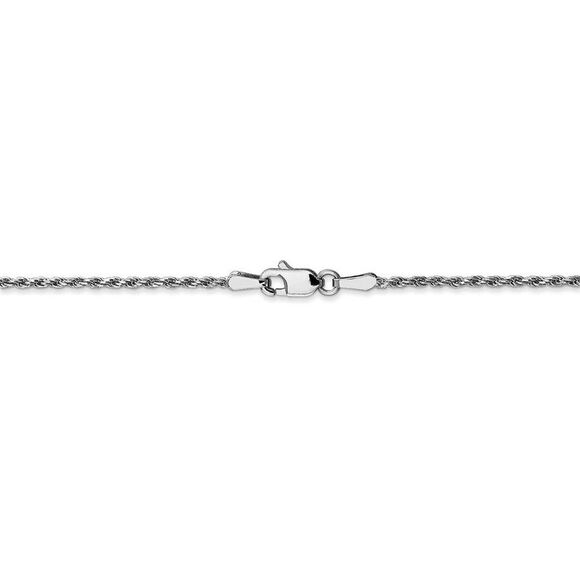 1.3mm, 10k White Gold Diamond Cut Solid Rope Chain Necklace, 22 Inch - Picture 4 of 8